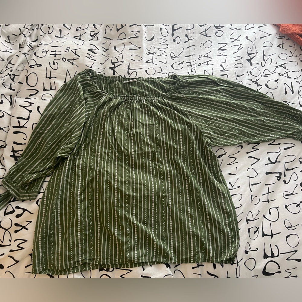 Green Striped Women's Blouse